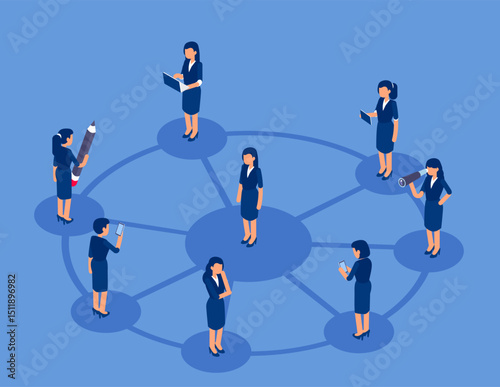 Social Contacts. Vector isometric concept