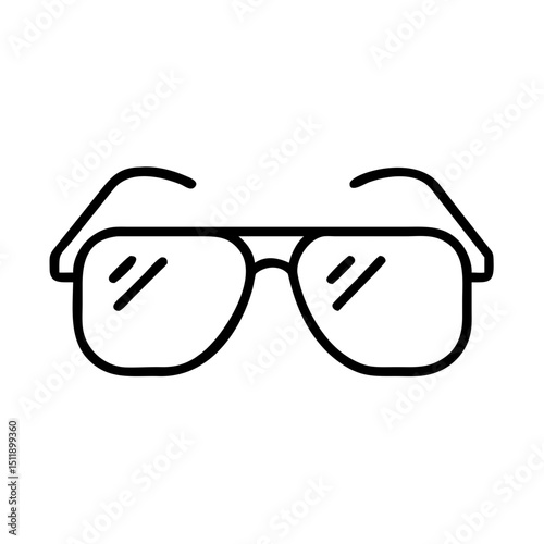 Sunglasses icon in minimalist line art style on white background  