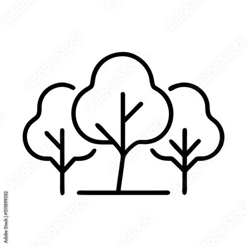 Outline of three trees depicting nature in minimalist design  