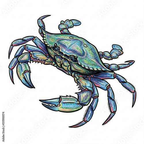 Sketch of a tattoo on a white background. crab