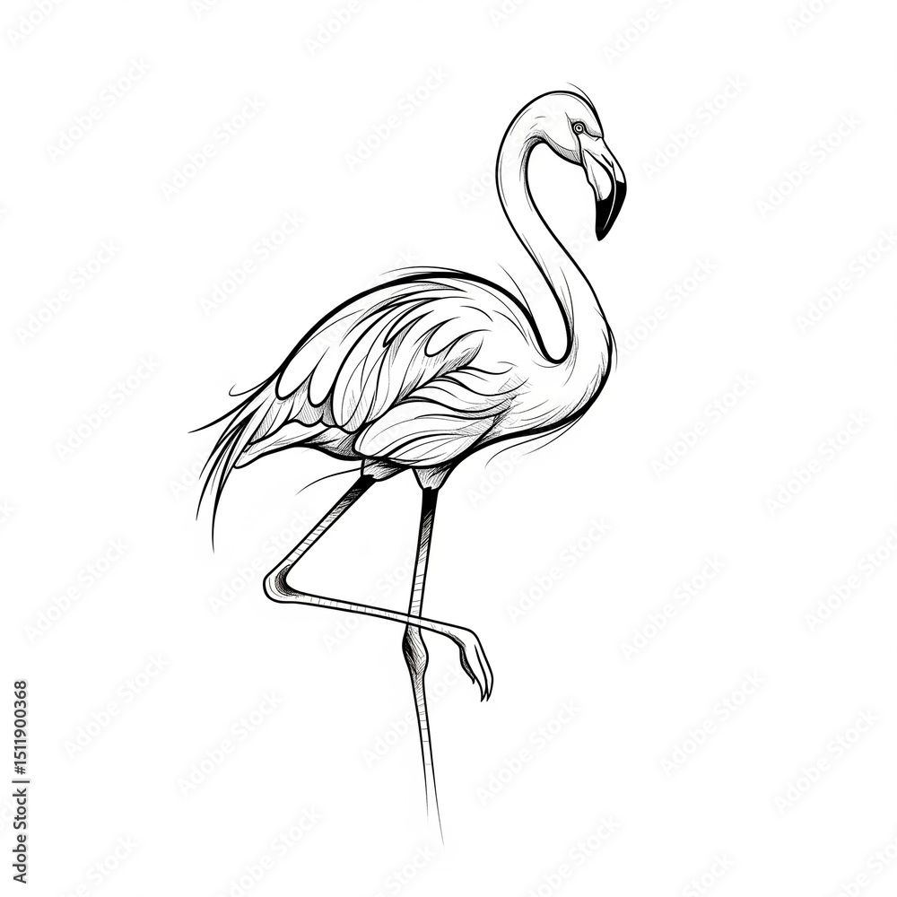 Obraz premium Sketch of tattoo on white background. flamingo