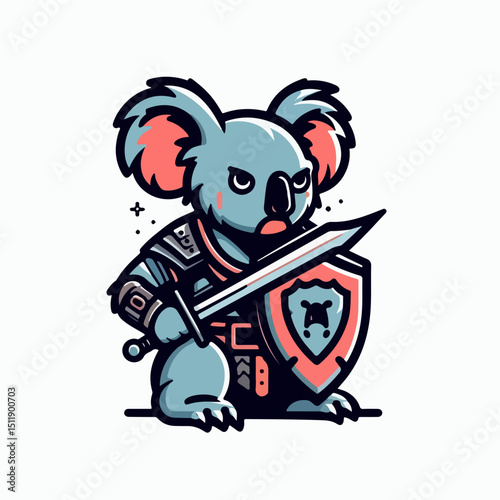 Koala Knight: This illustration showcases a fierce Koala in full knightly armor, brandishing a sword and shield, ready for a heroic quest.