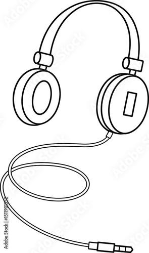 Headphones Outline Drawing - Audio Earphones Clipart