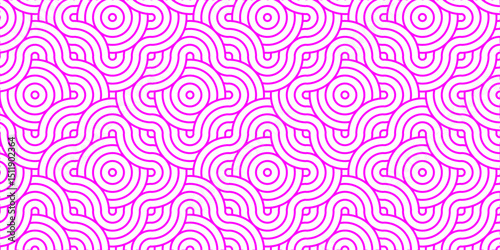 Minimal Overlapping creative diamond circle abstract pink pattern background with waves texture. geometric digital fabric pattern circles floral lapping white retro background.	
