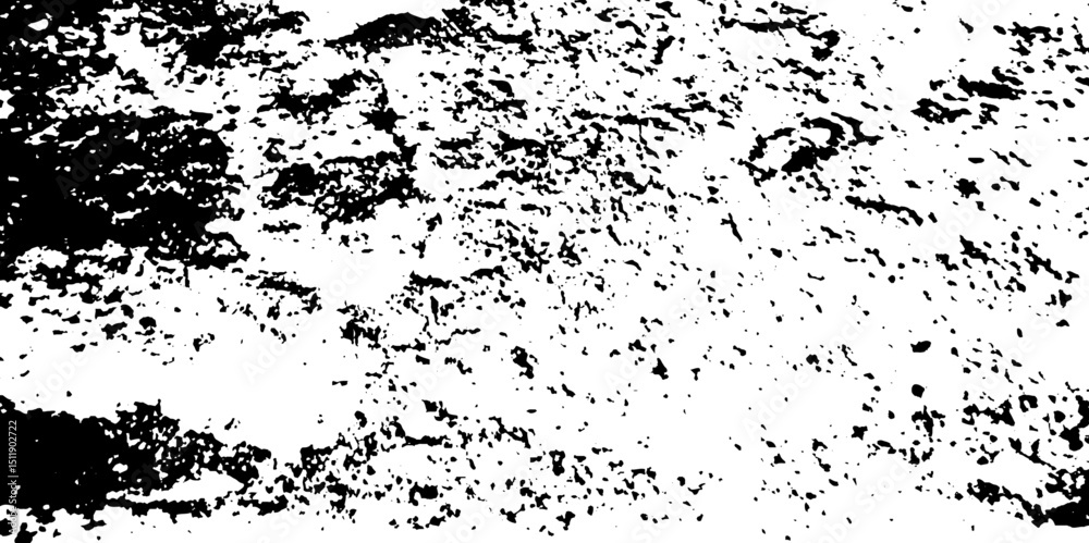 Fototapeta premium Dust wall rusty overlay distress grungy effect paint. Black and white grunge seamless texture. Dust and scratches grain texture on white and black background. 