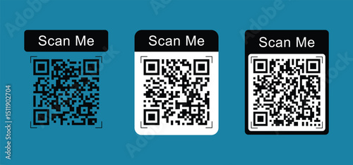 Qr code frame vector set. labels for pay in shop. Qr code mock up. mobile payment and identity scaner