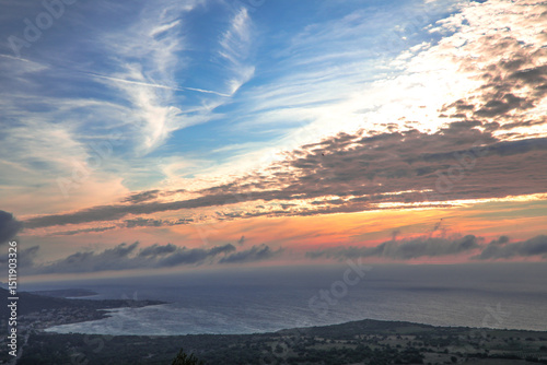 Coloured sky in Lumio bay Corsica