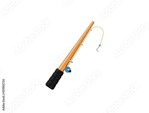 fishing rod icon 3d illustration render