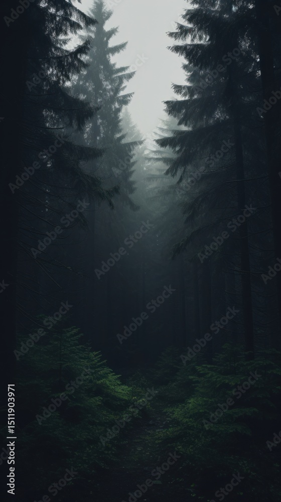 Obraz premium Dark aesthetic forrest wallpaper outdoors woodland nature.