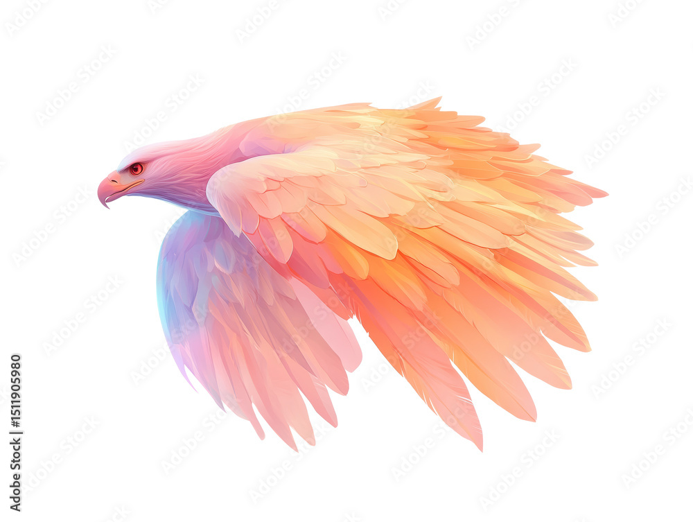 Obraz premium Colorful eagle with vibrant feathers in artistic design for print on a transparent background, cut out