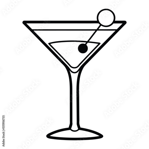 Retro martini with olive vector,
