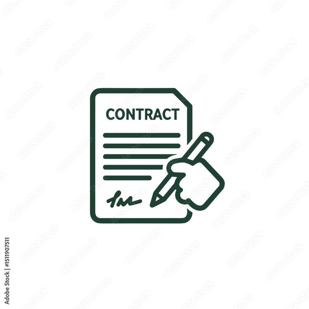Contract signing icon for HR platforms and employee onboarding systems Contract signing icon for HR platforms and employee onboarding systems