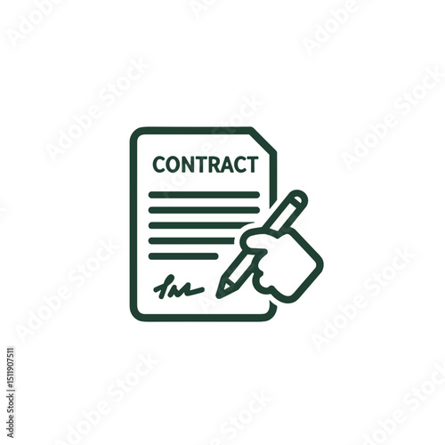 Contract signing icon for HR platforms and employee onboarding systems