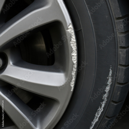 Curb Rash and Tire Scratches on Alloy Wheel