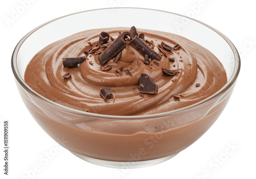 Photography Isolated Decadent Chocolate Mousse Dessert in Glass Bowl