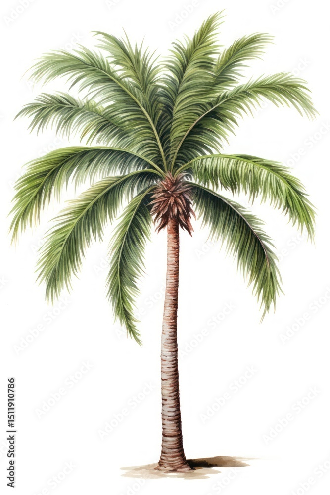 Fototapeta premium Palm tree plant white background arecaceae.