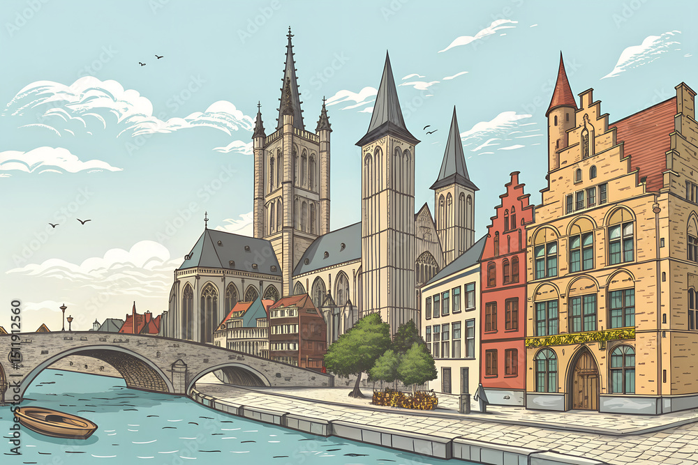 Obraz premium the old town of bruges belgium generative ai