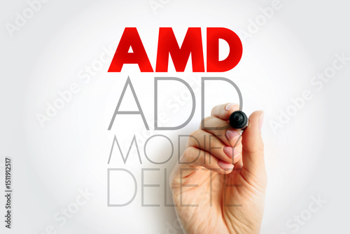 AMD - Add, Modify, Delete acronym, business concept background photo