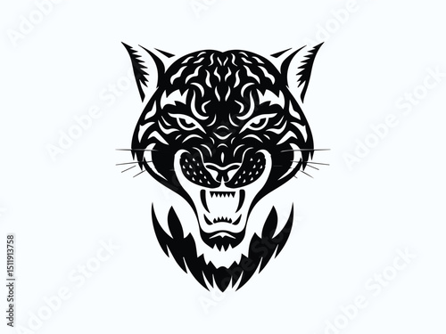 panther head graphic design, aggressive panther head vector illustration art