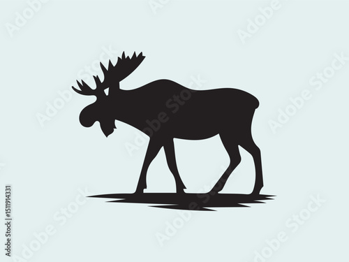 bull moose graphic design, moose silhouette with white background vector illustration art