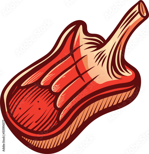 Delicious red meat cut bone steak cooking food for barbecue vector design element