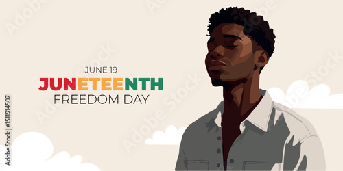 Juneteenth Day. African American Celebrating Juneteenth Holiday. African American Independence Day. Juneteenth holiday banner. Vector illustration.