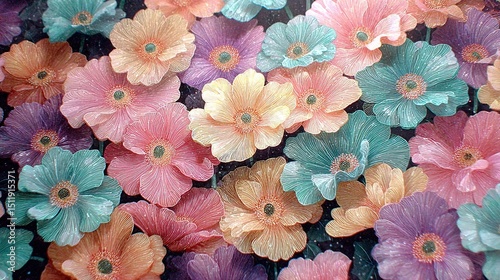 Wallpaper Mural Layered Translucent Petals Gradient Floral Array, Cultural Creative Product Illustration and Textile Printing Material, High-precision Gradient Blending with Material Simulation Rendering
 Torontodigital.ca