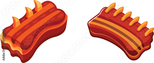 Illustration of two stylized meaty bones for barbecue vector design element