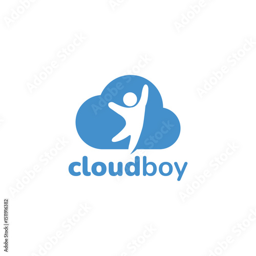 Cloud Boy Logo Design Vector