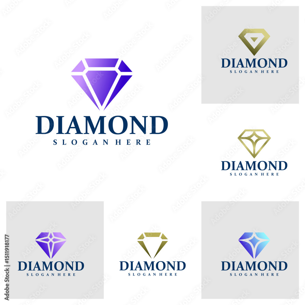 Set of Diamond logo design concept vector. Diamond Logo Design Template. Creative Symbol. Icon Set of Diamond logo design concept vector. Diamond Logo Design Template. Creative Symbol. Icon