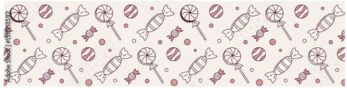 Vector background of wrapping paper for confectionery products with candy and lollipop pattern
