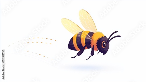 A busy bee in flight, pollen trail behind
