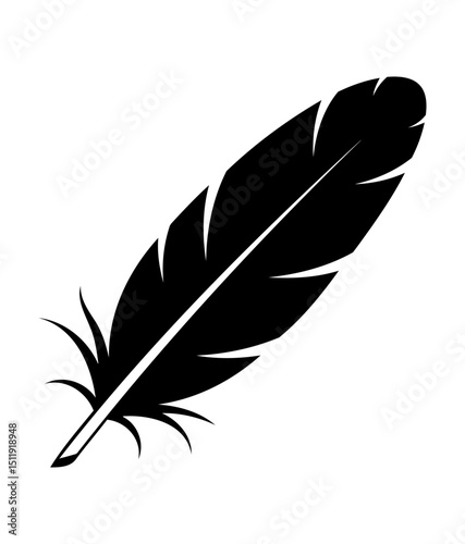 A feather icon silhouette on white background vector design