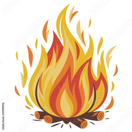 Dynamic Orange and Yellow Flame with Sparks Emanating