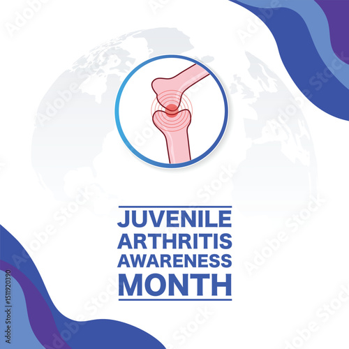 Juvenile Arthritis awareness month is observed every year in July. The most common symptoms of the disease are joint swelling, pain and stiffness, it is usually an autoimmune disorder. Vector art	