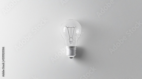 A clear lightbulb on a white background