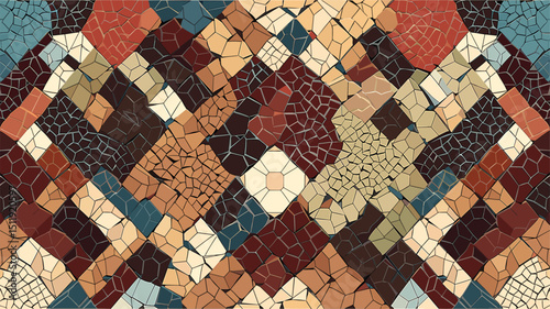Vibrant Geometric Mosaic Pattern in Rich Colors