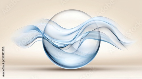 A blue glass sphere with a wavy design.