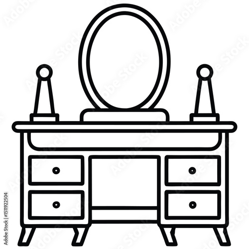 Dressing Table on White Background