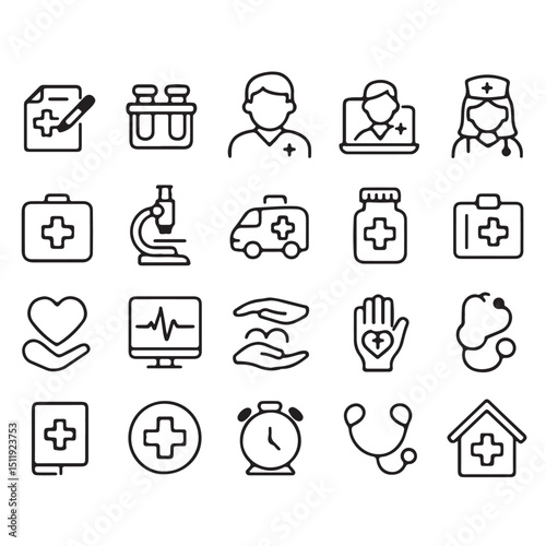 Medical Icons set vector with White background