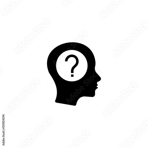 cartoon doubt icon with green human head. flat style modern attitude logotype graphic user pictogram design element. concept of search solution or self