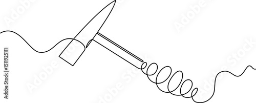 one line art Chipping Hammer  vector illustration. line art, one continuous line, simple, hand drawn and sketch style. for icons, symbols, signs or logos. PNG