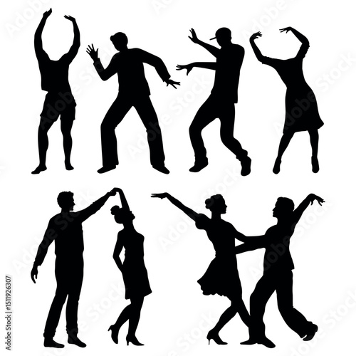 silhouettes of dancing people