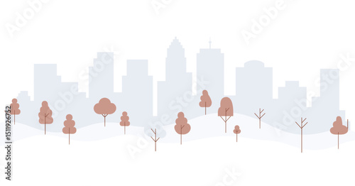 Tranquil Cityscape with Rolling Hills and Trees