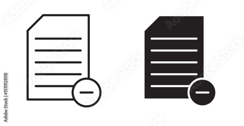 Remove document icon set flat style. Vector illustration collection.