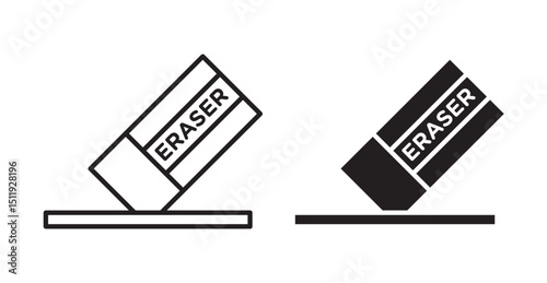 Eraser icon set flat style. Vector illustration collection.