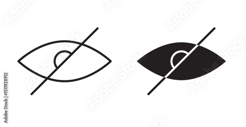 Hide icon set flat style. Vector illustration collection.