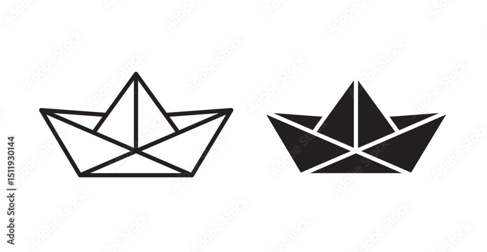 Fototapeta premium Paper boat icon set flat style. Vector illustration collection.