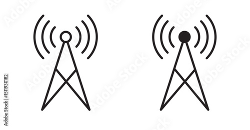 Antenna icon set flat style. Vector illustration collection.
