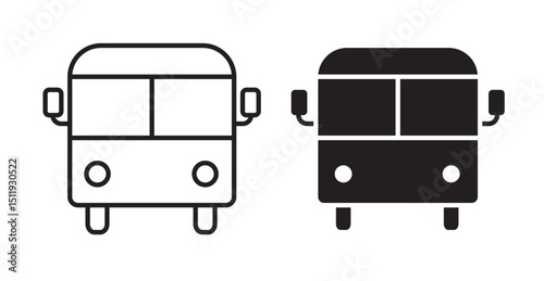 Bus icon set flat style. Vector illustration collection.